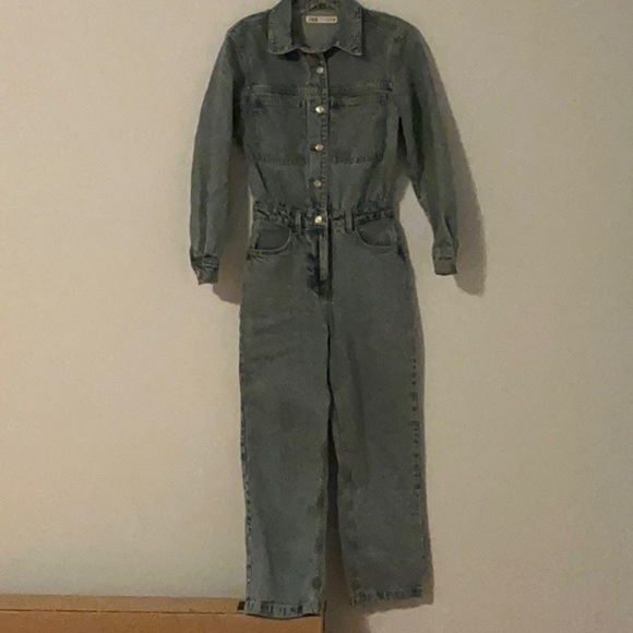 ZARA Denim Jumpsuit XS Utility Boiler Suit - Picture 2 of 7